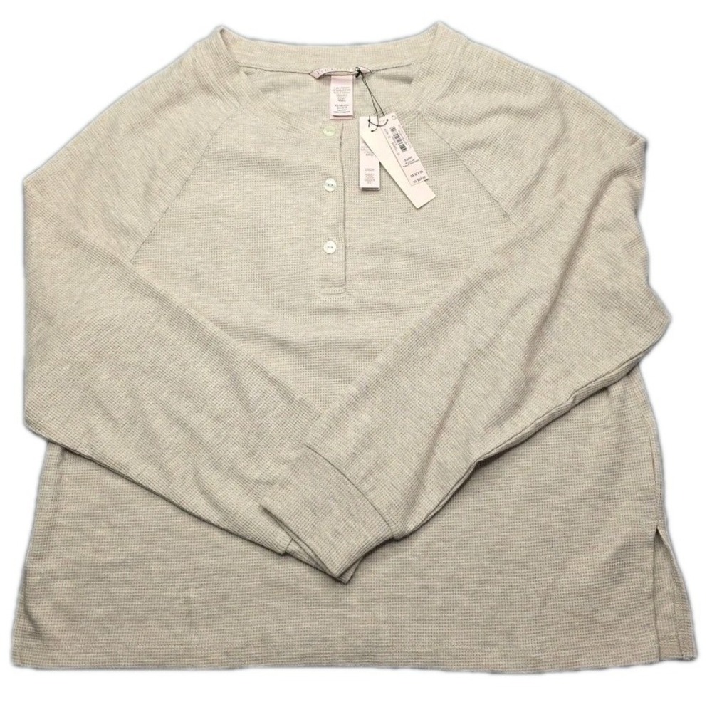 Wild Fable Women's Henley Shirt Long Sleeve Heather Gray XS Pullover‎ Ribbed NWT